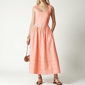 J. Crew Drop-waist midi dress Size s new nwt peach coral
